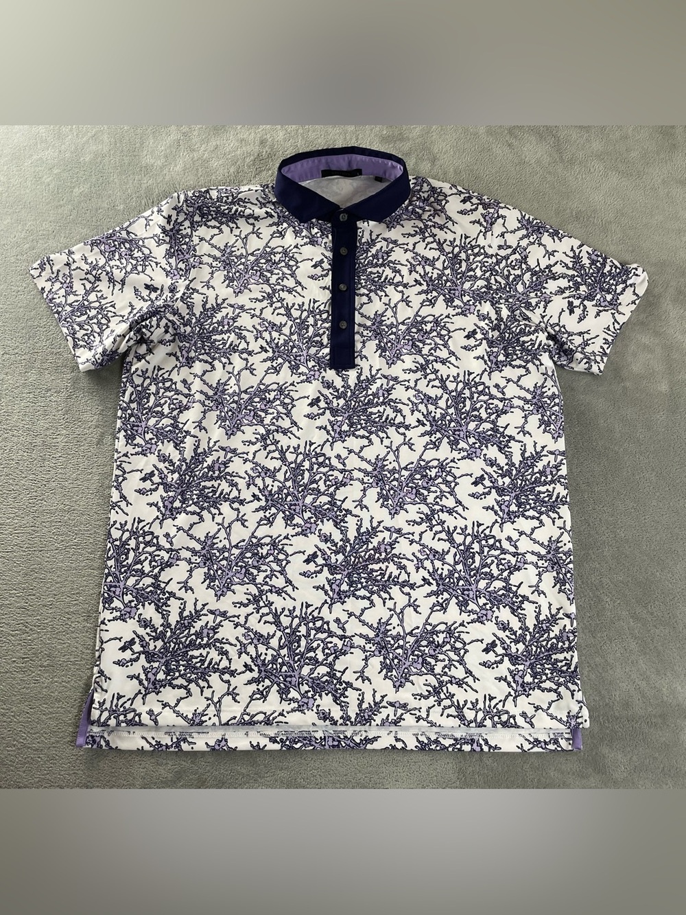 Greyson Polo Shirt Men’s Large Dragonfly Floral Print Fox Golf L Purple